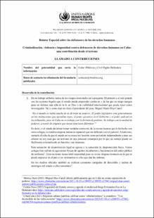 Portada Criminalización, violencia e impunidad contra defensores de derechos humanos en Cuba: una contribución desde el terreno
