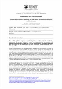 Portada La salud como facilitador de la dignidad en Cuba: estigma, discriminaci&oacute;n y brechas de rendici&oacute;n de cuentas