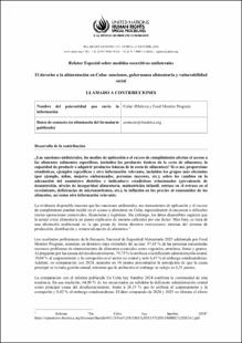 Portada El derecho a la alimentaci&oacute;n en Cuba: sanciones, gobernanza alimentaria y vulnerabilidad social